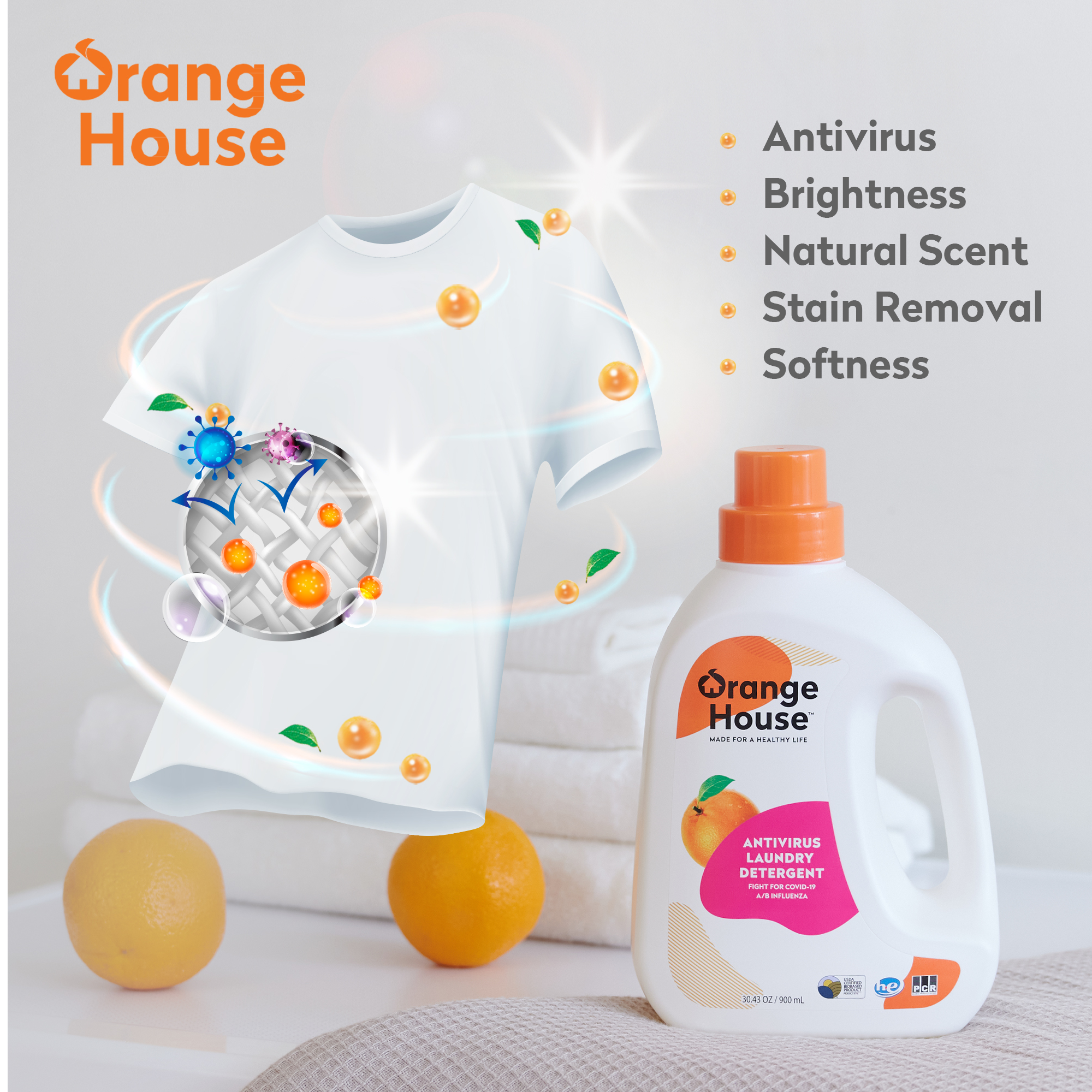 Orange House Antivirus Laundry Detergent 30.43 FL Oz